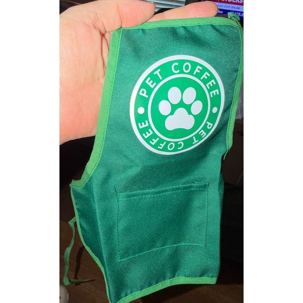 Dog Cat Pet Coffee Apron clothing Costume Green Paw Print Large New - Picture 8 of 8